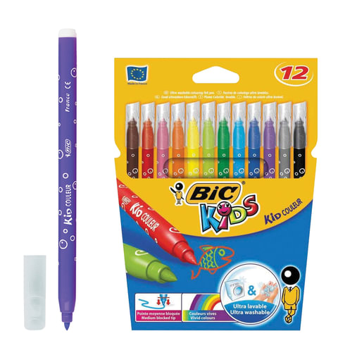 Фломастеры BIC Kid Couleur, 12 цветов, суперсмываемые, 9202932, 2 шт