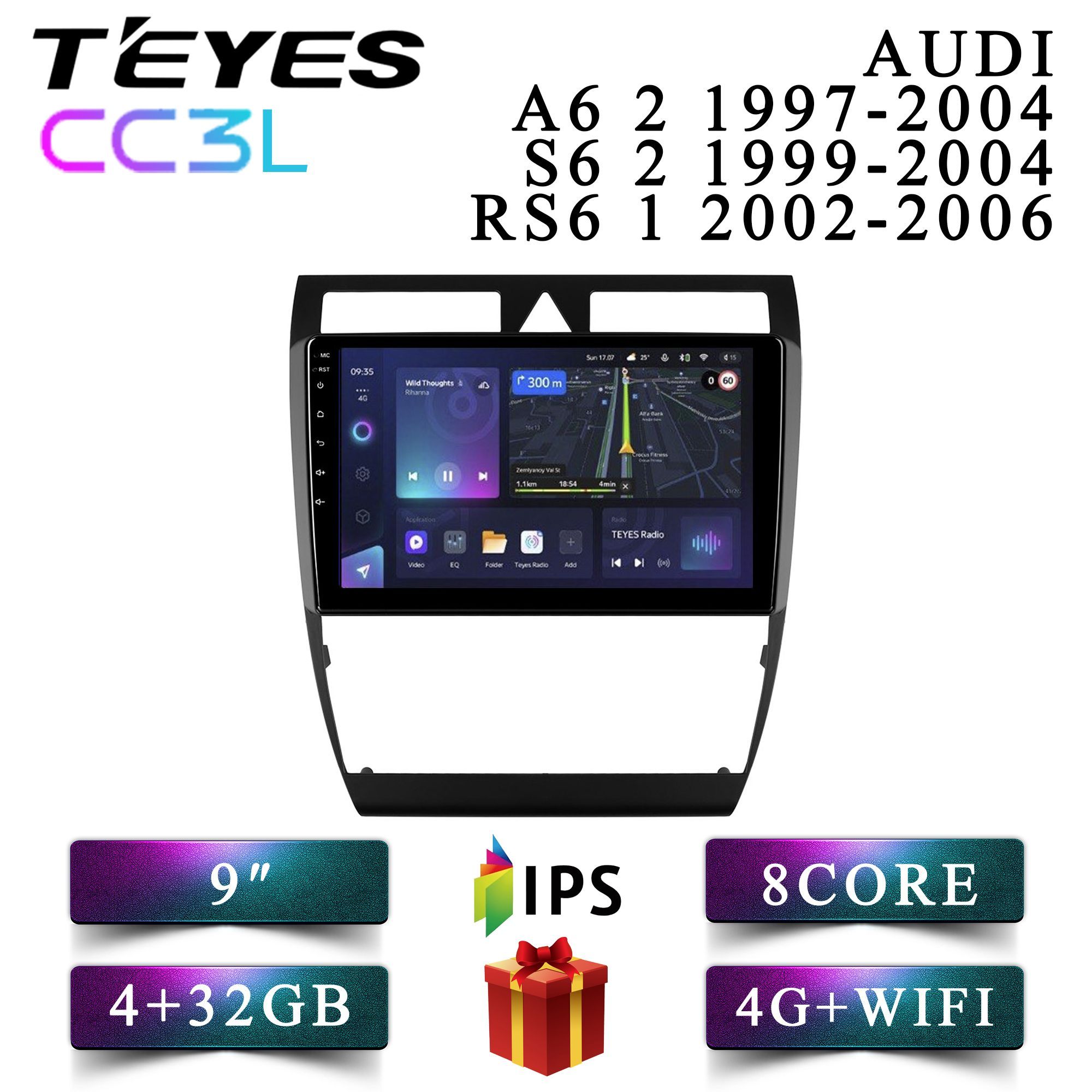 

Штатная автомагнитола Teyes CC3L 4+32GB 4G Audi A6 2 S6 2 RS6/ Ауди А6 2 С6 2 РС6 android, CC3L 4+32