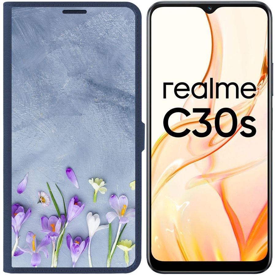 

Чехол-книжка Eco Book для Realme C30s Цветочное настроение, Синий