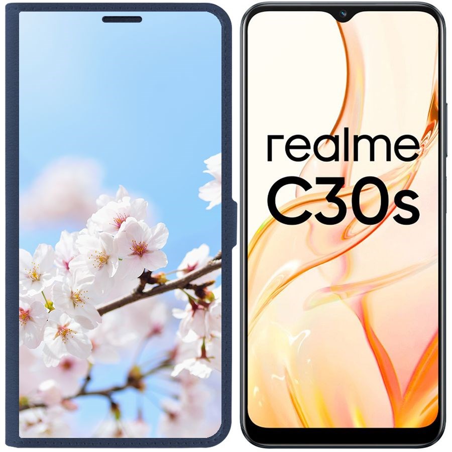 

Чехол-книжка Eco Book для Realme C30s Цветение, Синий