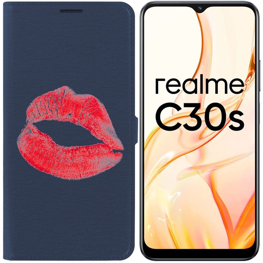 

Чехол-книжка Eco Book для Realme C30s След помады, Синий
