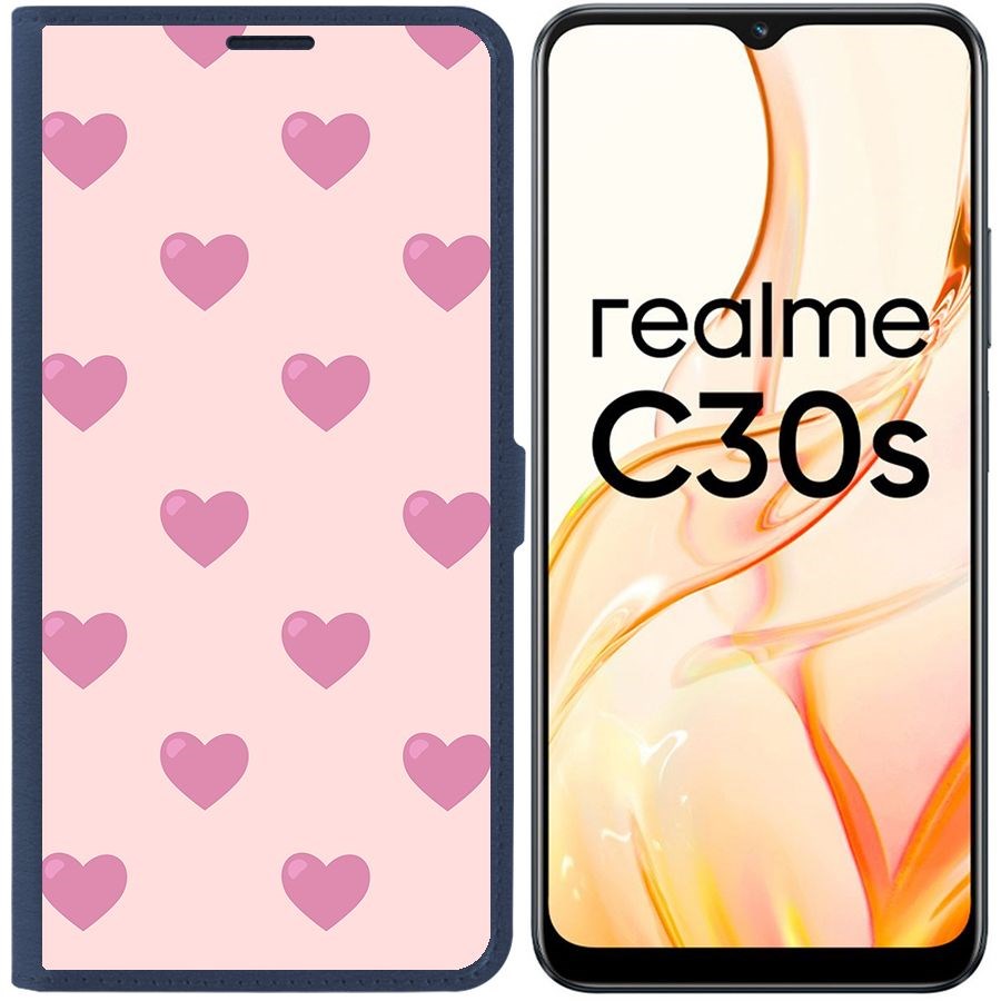 

Чехол-книжка Eco Book для Realme C30s Пурпурные сердца