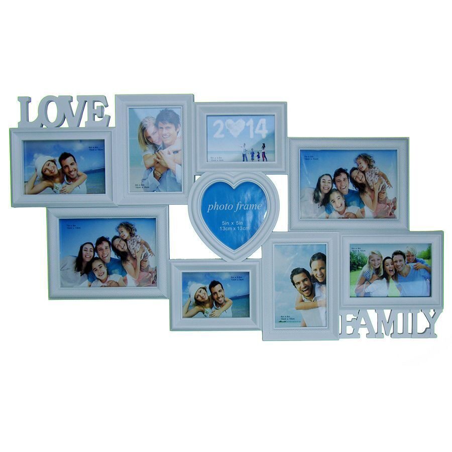 

Фоторамка Love family на девять фотографий белая.