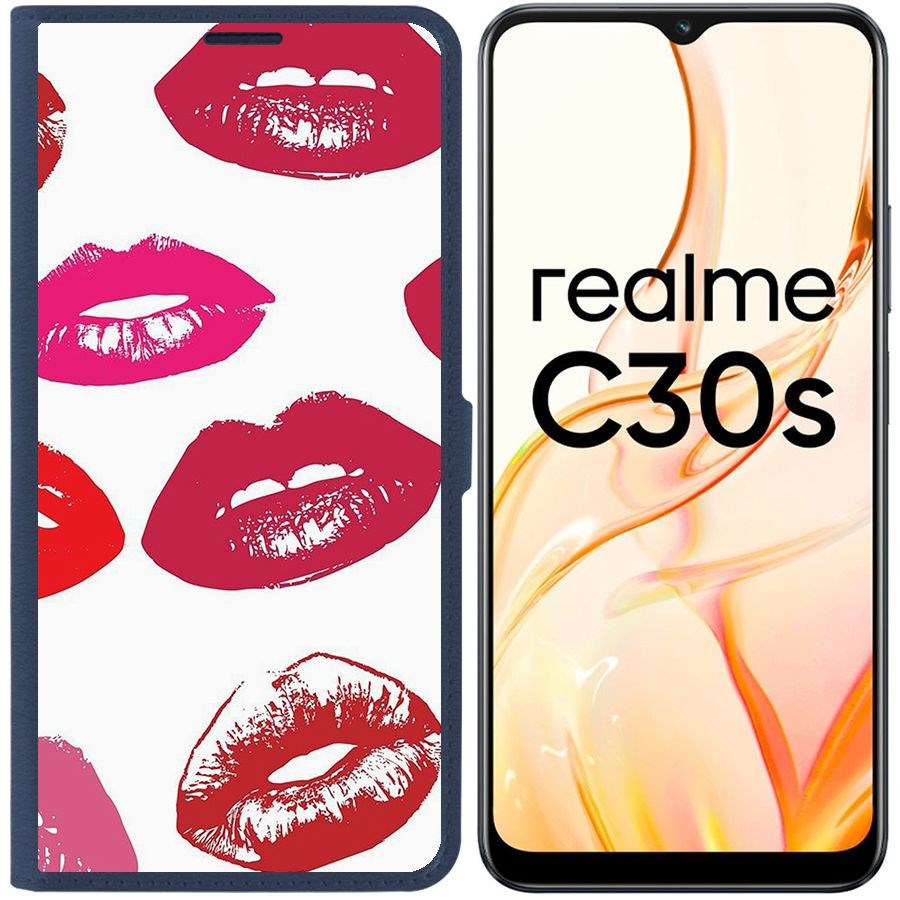 

Чехол-книжка Eco Book для Realme C30s Губы паттерн 2, Синий