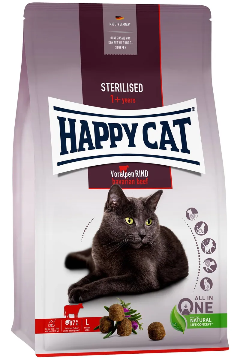 фото Сухой корм для кошек happy cat sterilised, говядина, 4кг