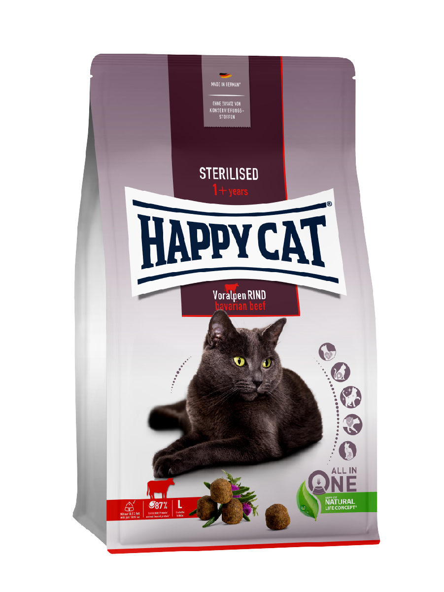 фото Сухой корм для кошек happy cat sterilised, говядина, 4кг