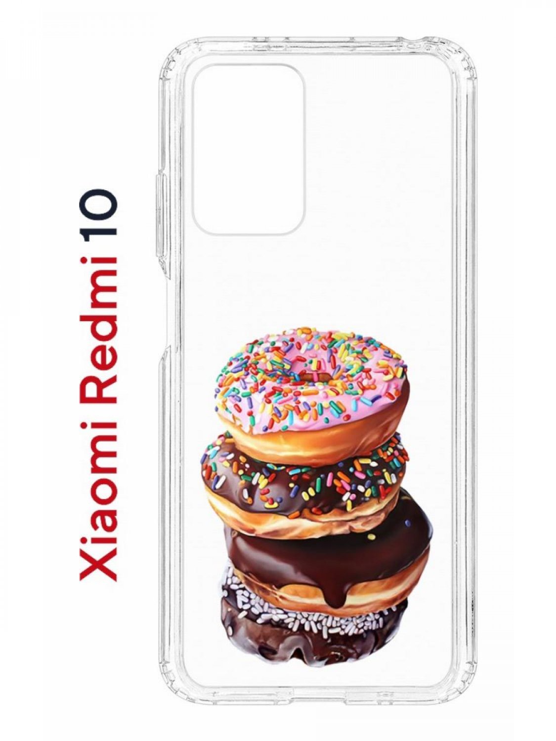 

Чехол на Xiaomi Redmi 10/10 Prime Kruche Print Donuts,противоударный бампер с принтом, Прозрачный;коричневый;розовый;желтый, Ксиоми Редми 10, Редми 10 Прайм