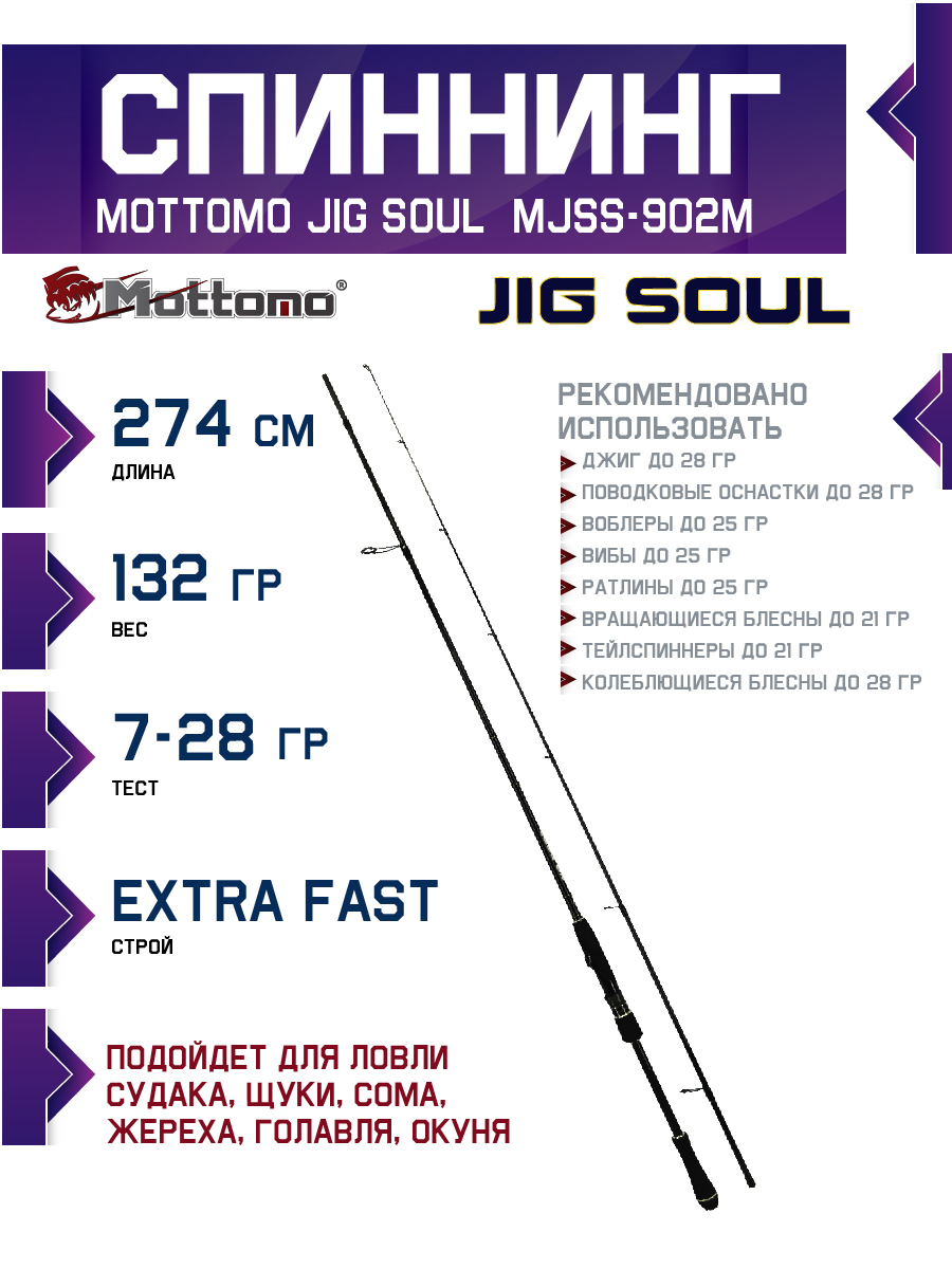 Спиннинг Mottomo Jig Soul MJSS-902M 274см/7-28g