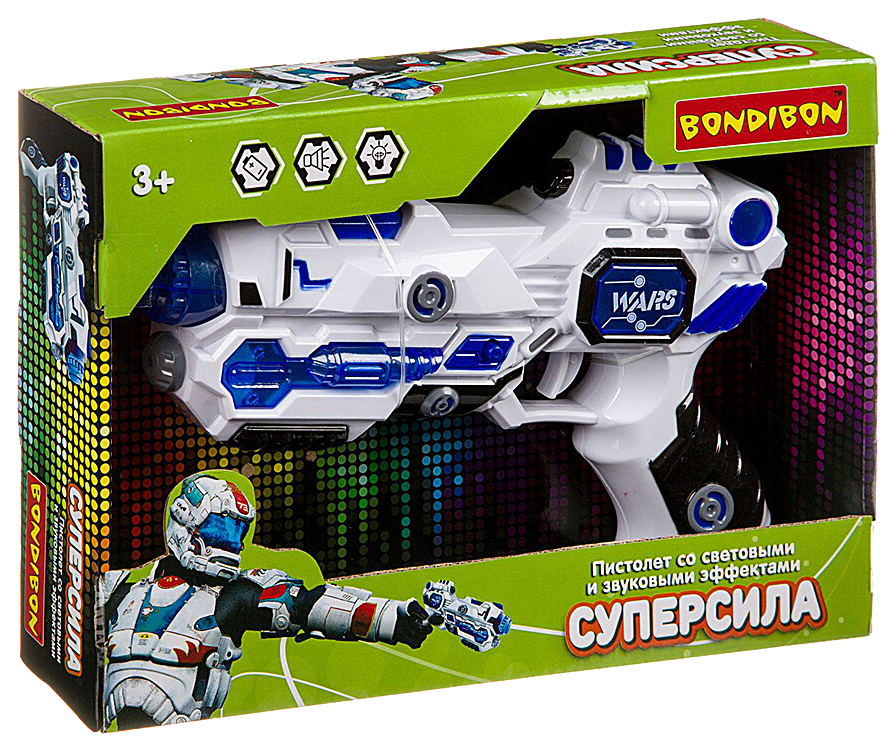 

Пистолет игрушечный Bondibon Суперсила ВВ4091, Белый;синий