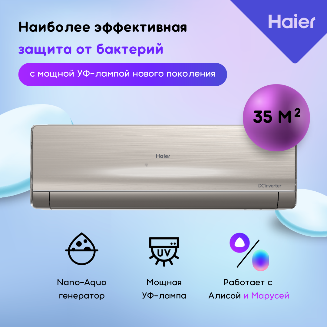 

Сплит-система Haier AS12NS6ERA-G/1U12BS3ERA, AS12NS6ERA-G / 1U12BS3ERA с Wi-Fi модулем