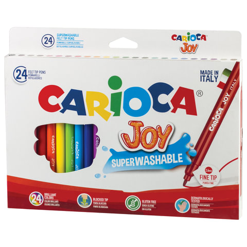 Фломастеры Carioca Joy, 24 цвета, суперсмываемые, картонная коробка, 40615, 2 шт