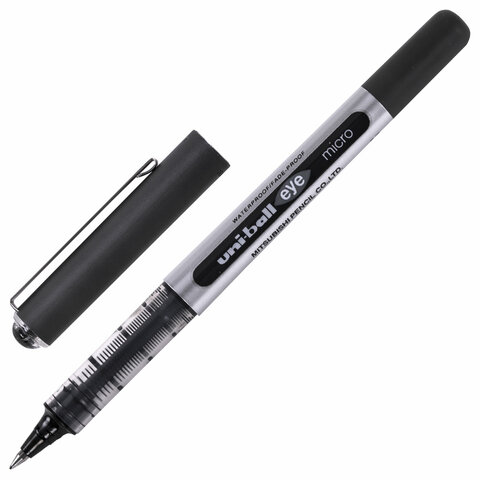 

Ручка-роллер Uni-Ball Eye, черная, корпус серебро, UB-150 BLACK, 6 шт