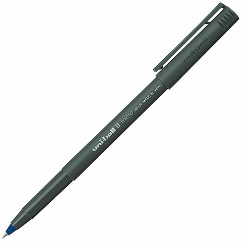 

Ручка-роллер Uni-Ball II Micro, синяя, корпус черный, UB-104 Blue, 12 шт