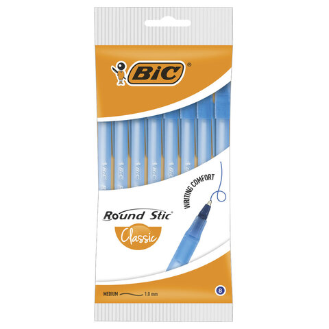 

Ручки шариковые BIC Round Stic, Набор 8 шт., синие, пакет, 928497, 6 шт