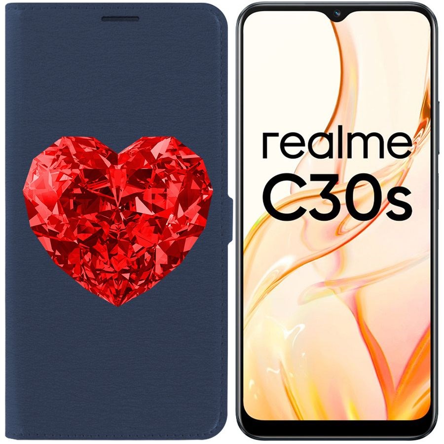 

Чехол-книжка Eco Book для Realme C30s Рубиновое сердце, Синий