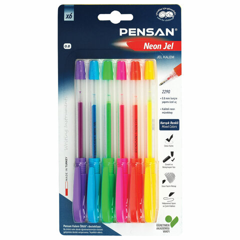 

Ручки гелевые Pensan Neon Gel, Набор 6 цветов, 2290B6, 2 шт