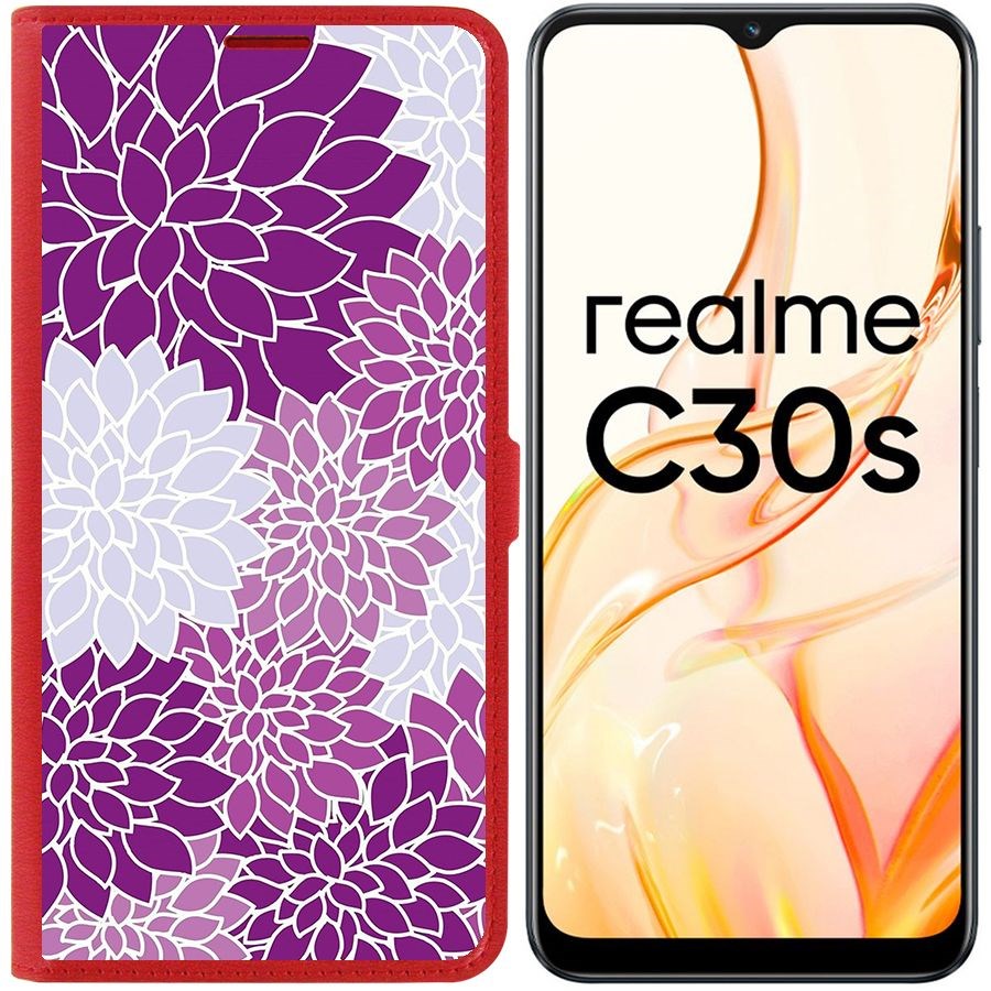 

Чехол-книжка Eco Book для Realme C30s Цветочный паттерн 2, Красный
