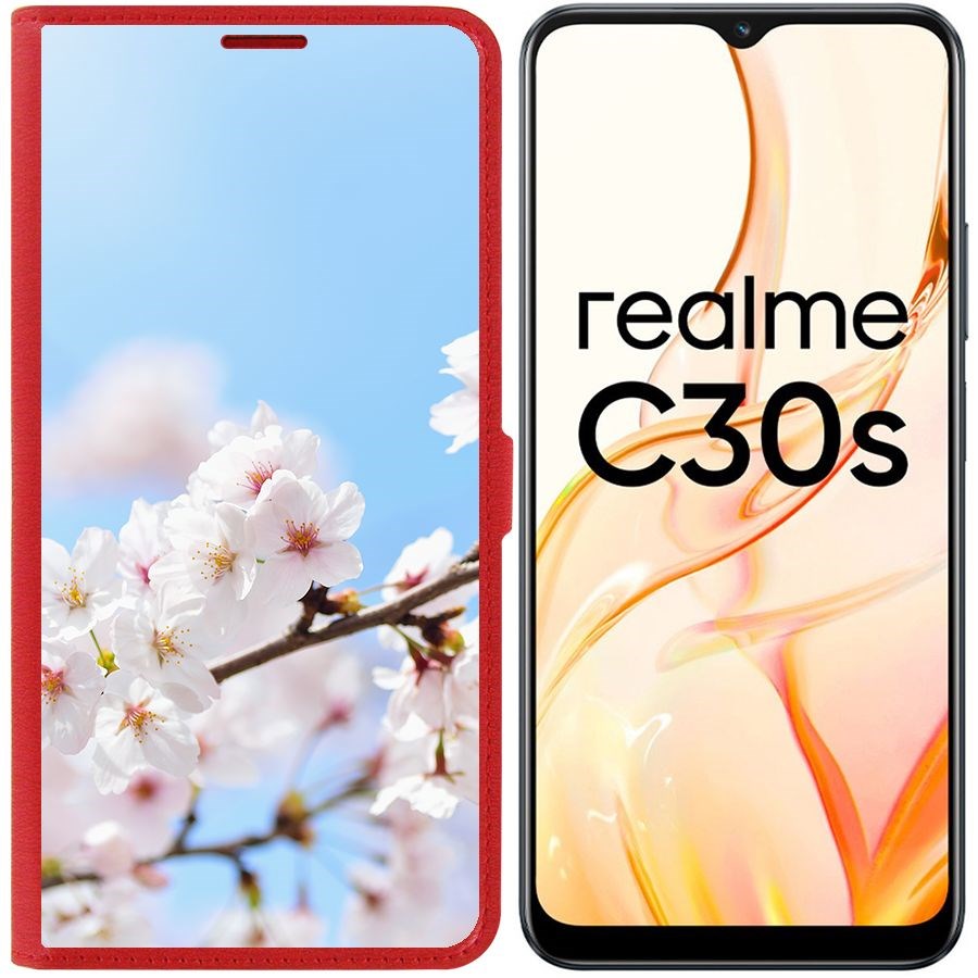 

Чехол-книжка Eco Book для Realme C30s Цветение, Красный