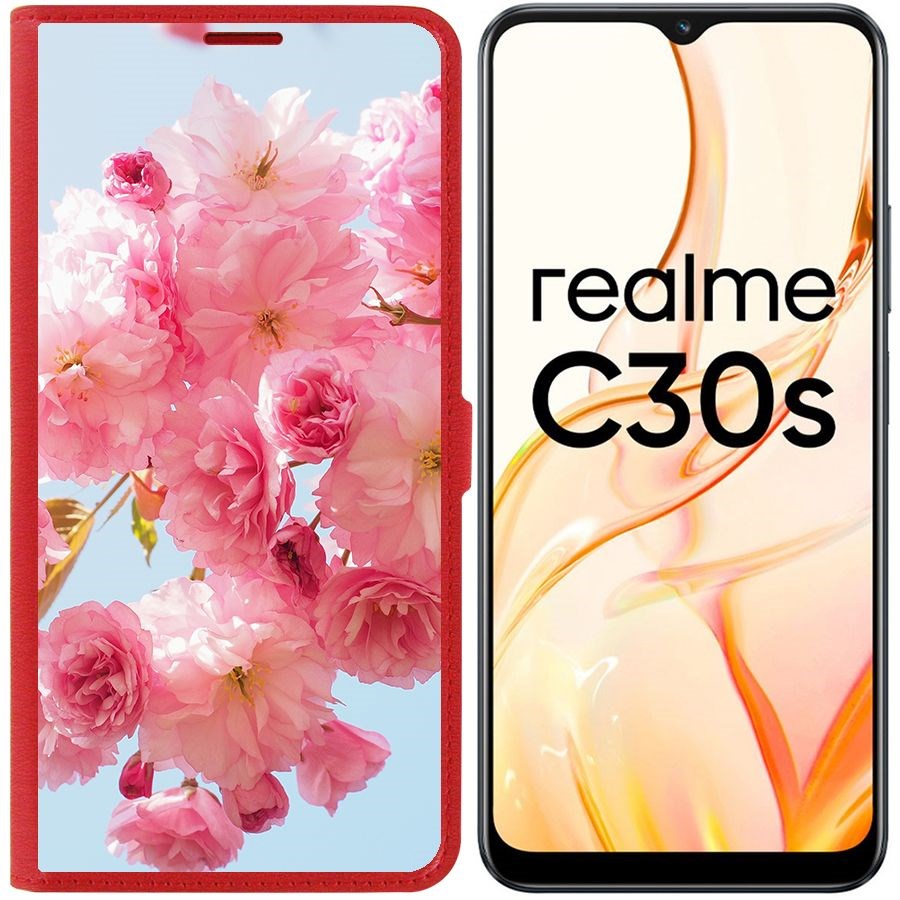 

Чехол-книжка Eco Book для Realme C30s Сакура, Красный