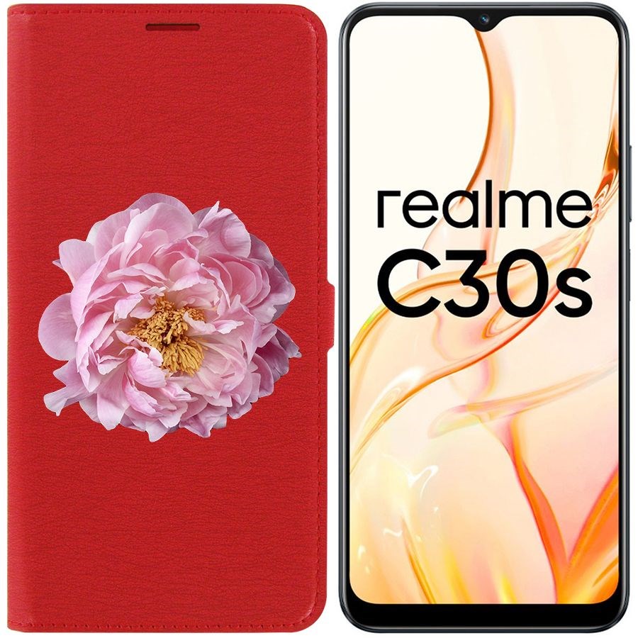 

Чехол-книжка Eco Book для Realme C30s Розовый пион, Красный
