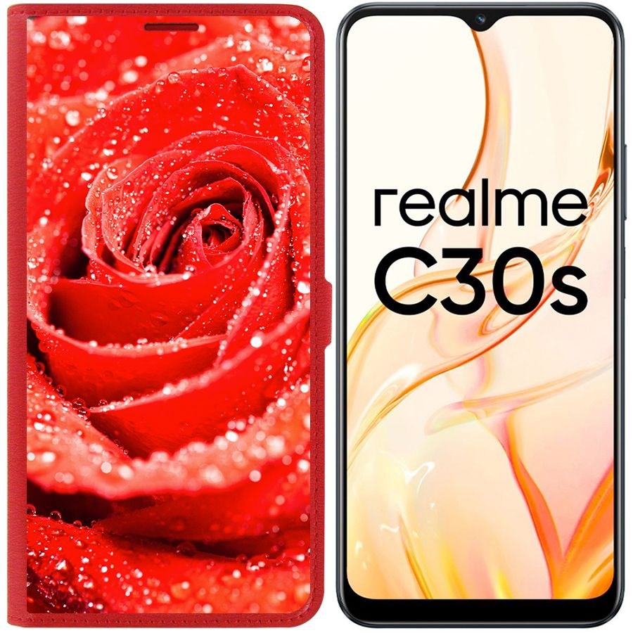 

Чехол-книжка Eco Book для Realme C30s Роза, Красный