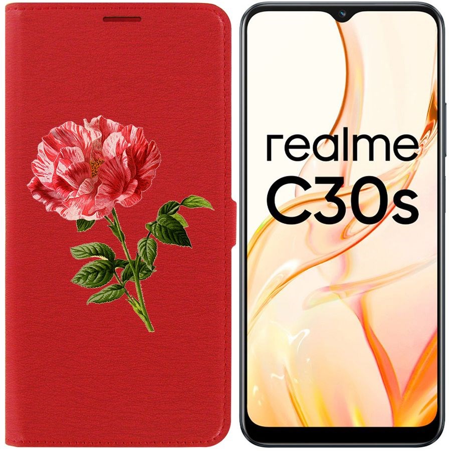 

Чехол-книжка Eco Book для Realme C30s Рисованная роза, Красный