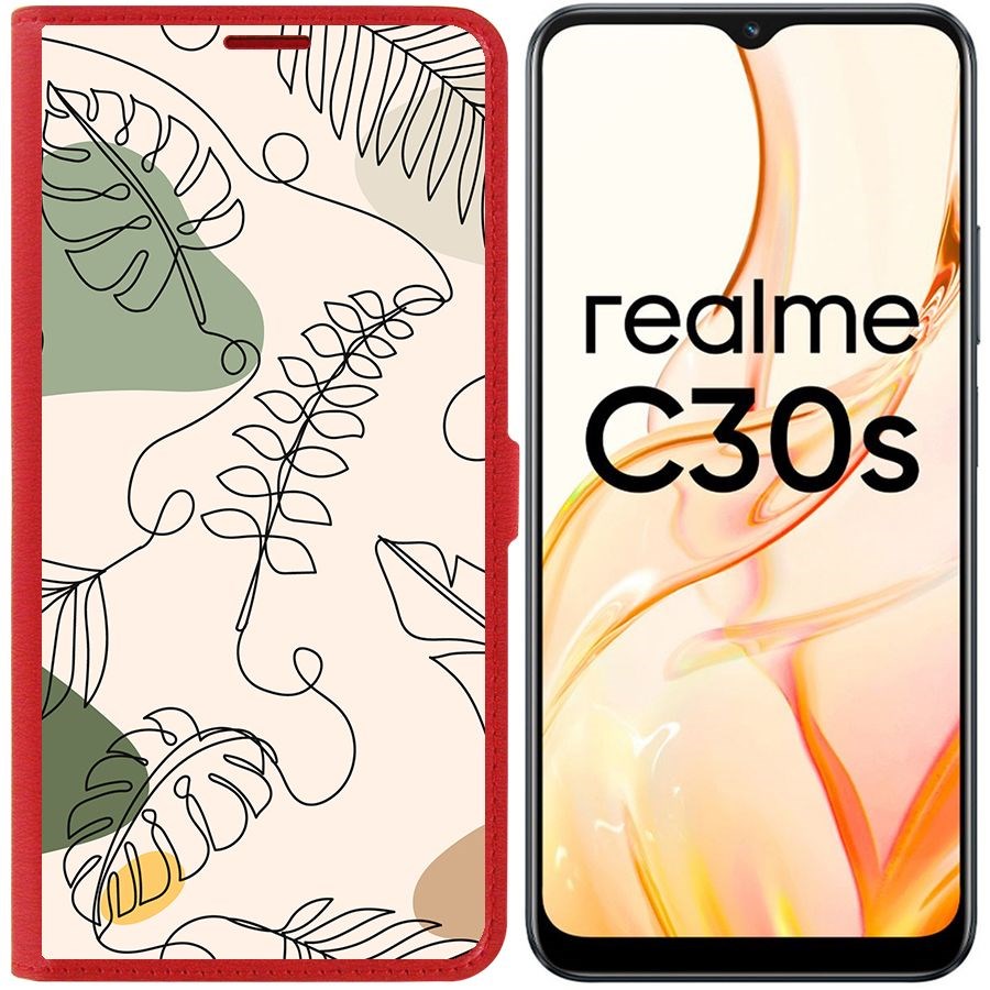

Чехол-книжка Eco Book для Realme C30s Линия весны, Красный