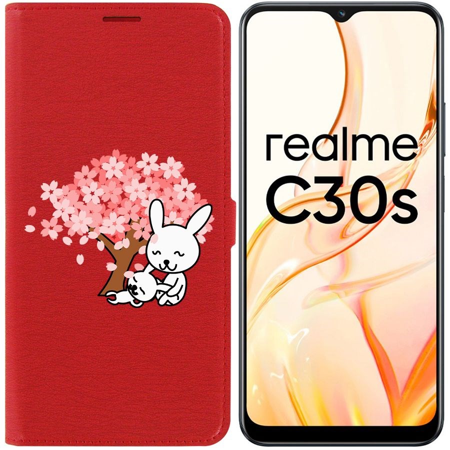 

Чехол-книжка Eco Book для Realme C30s Кролики, Красный