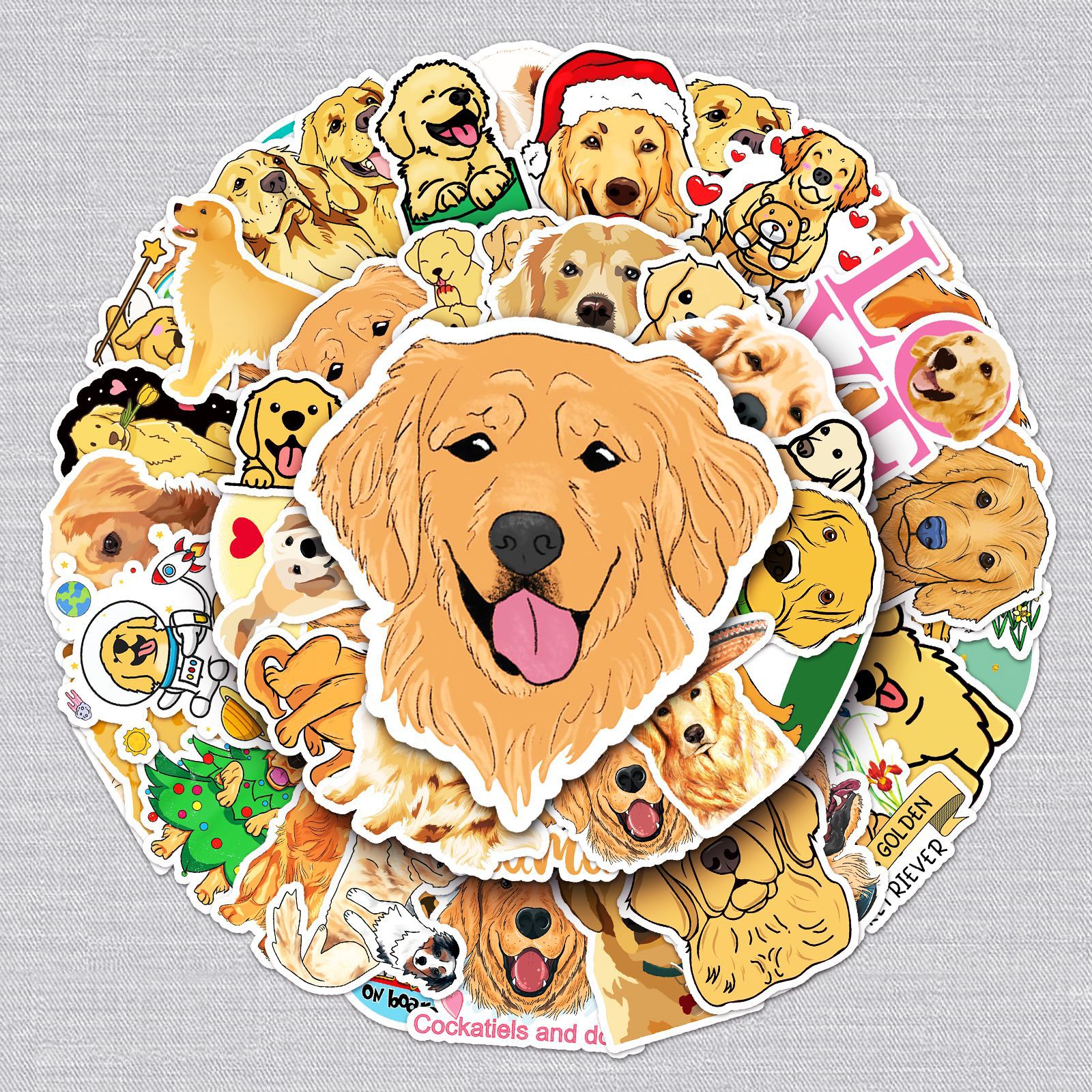 

Виниловые наклейки золотистый ретривер DW SHOP, набор наклеек лабрадор 50 шт.