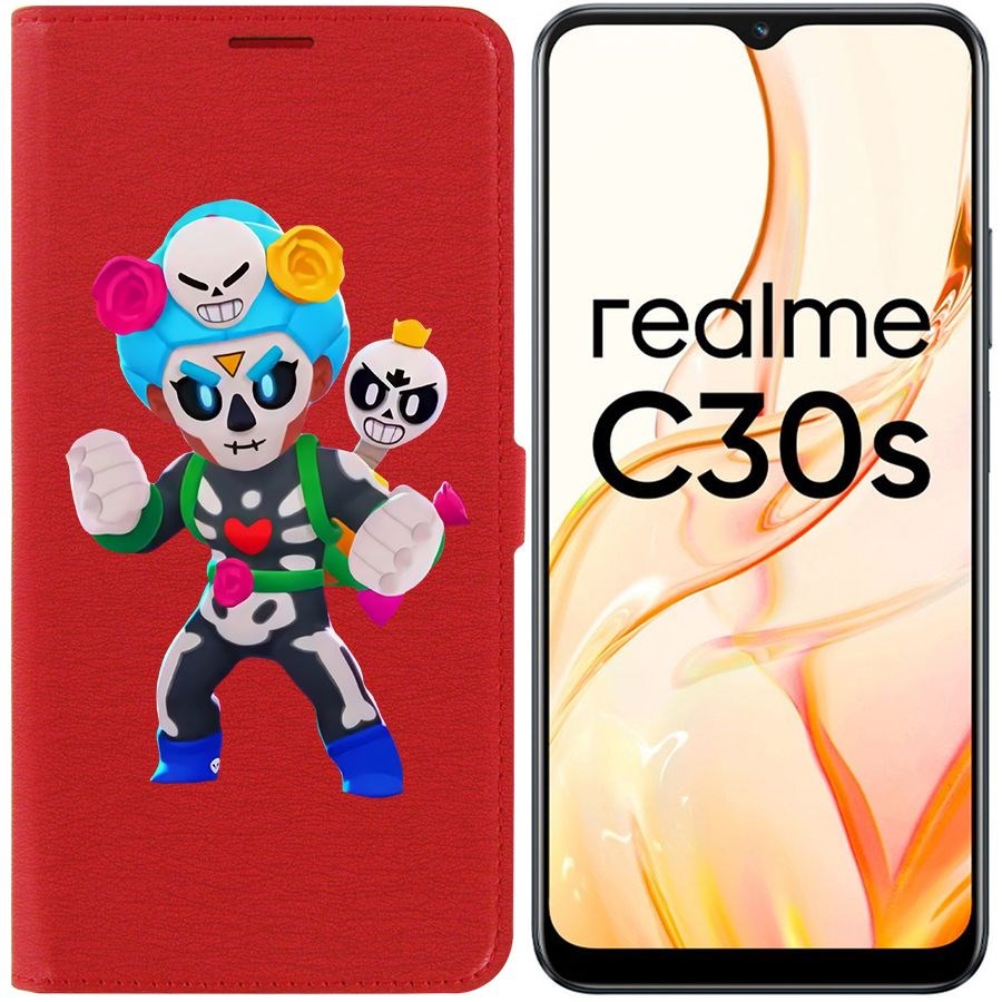 

Чехол-книжка Eco Book для Realme C30s Brawl Stars-Хэллоуинская Роза