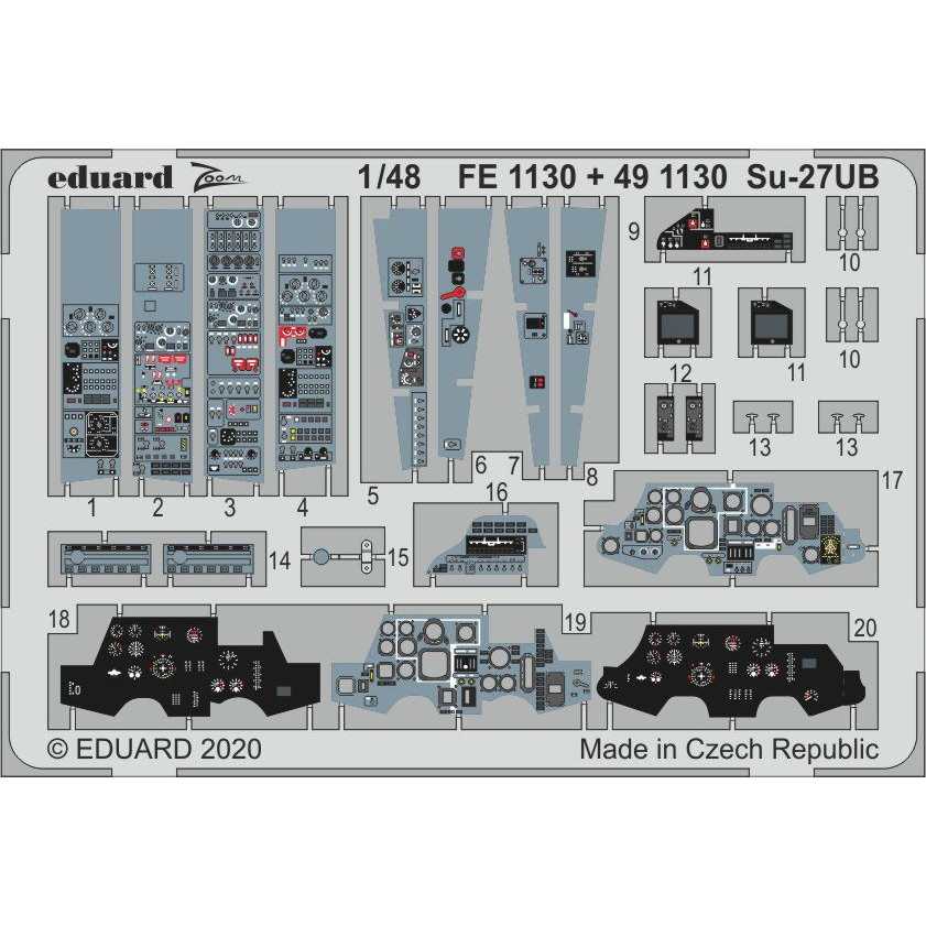 

Фототравление Eduard 491130 Su-27UB интерьер 1/48, Цветной