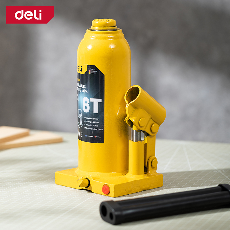 

Домкрат бутылочный гидравлический 6т Deli DQ71006 (высота подъема 210-420мм), DQ71006