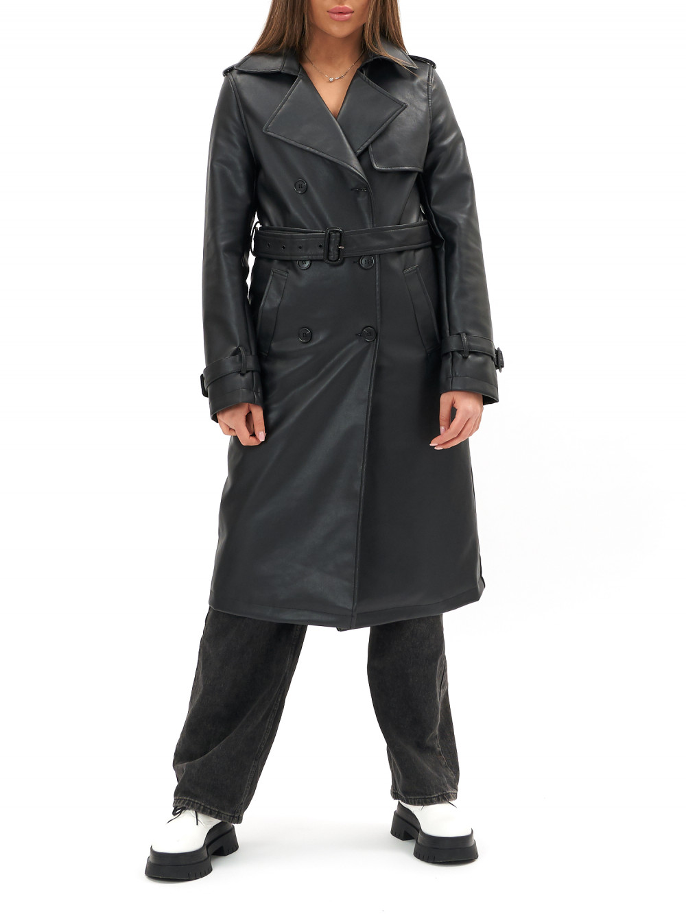 фото Кожаная куртка женская nobrand ad3608 черная m