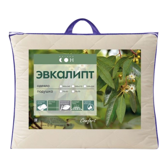 

Подушка Мягкий сон Эвкалипт 70 х 70 см микрофибра бежевая