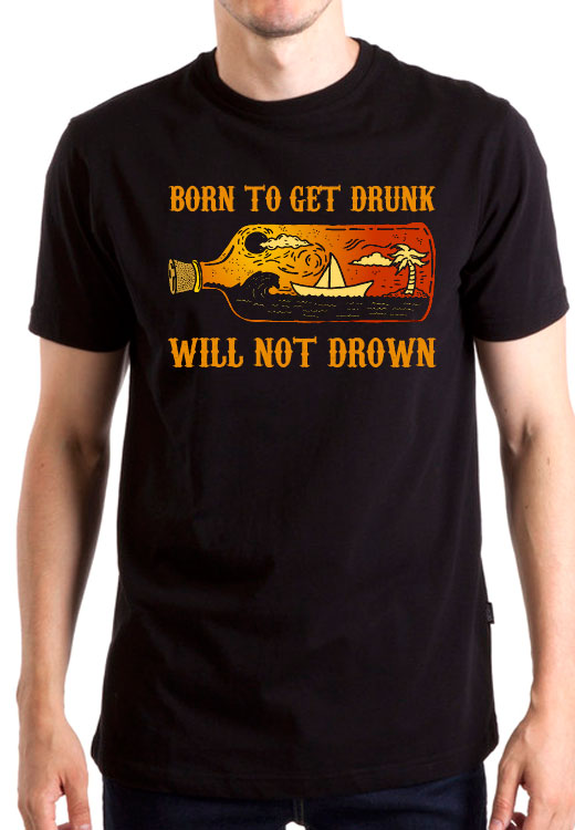 

Футболка унисекс NoBrand Born To Drunk Sunset черная XXXL, Черный, Born To Drunk Sunset