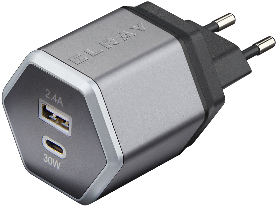 Сетевое зарядное устройство Elray USB A - USB C 42 Вт
