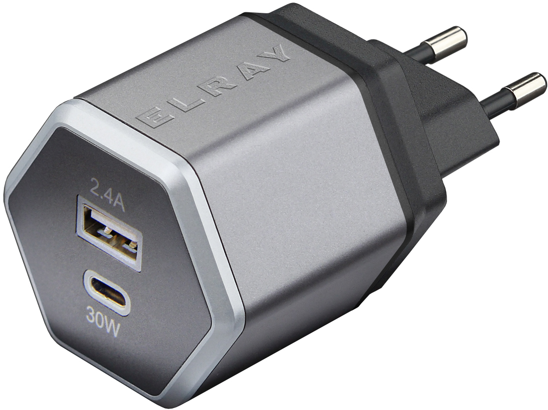 фото Сетевое зарядное устройство elray usb a - usb c 42 вт