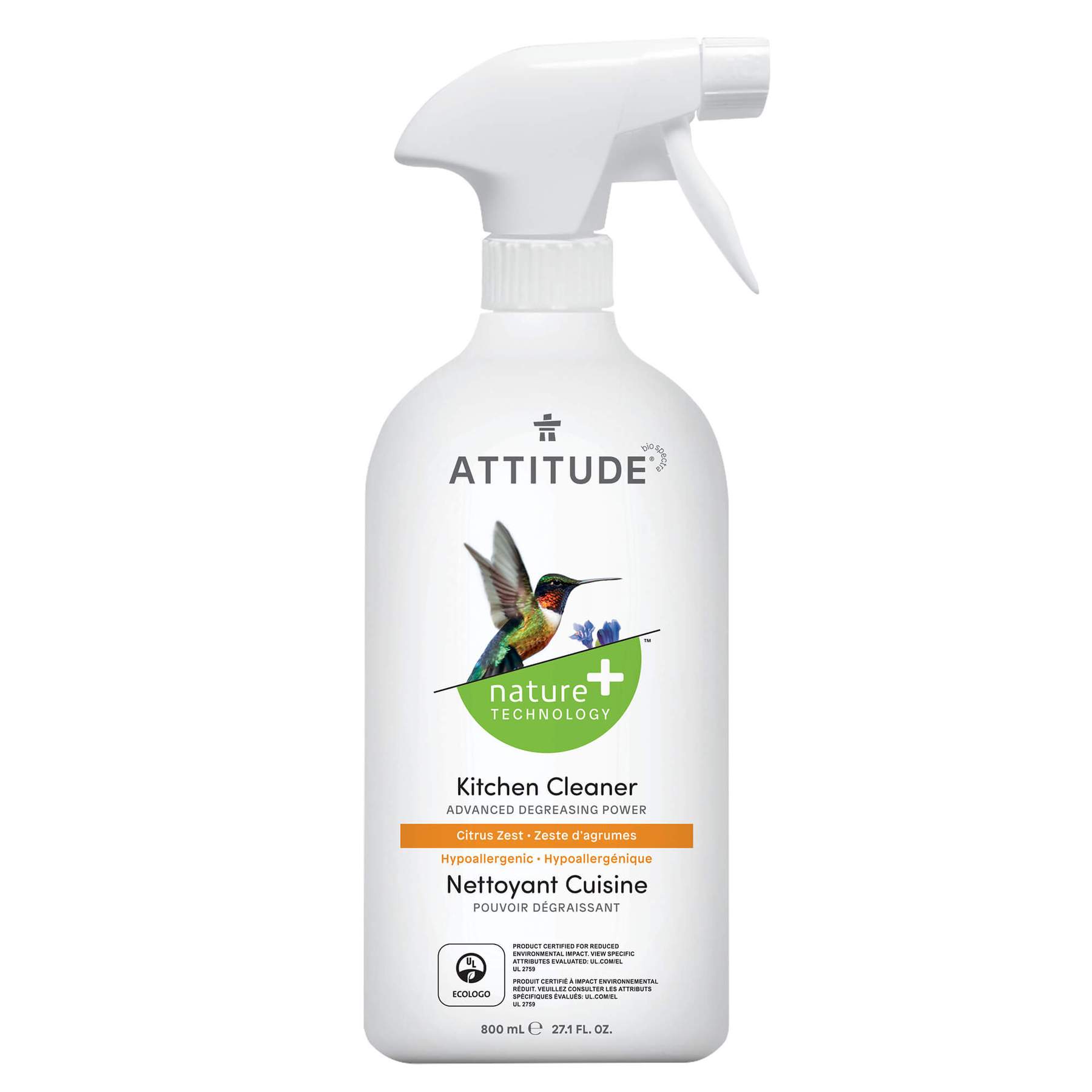 фото Безопасный очиститель для кухонных поверхностей attitude kitchen cleaner citrus zest 800мл