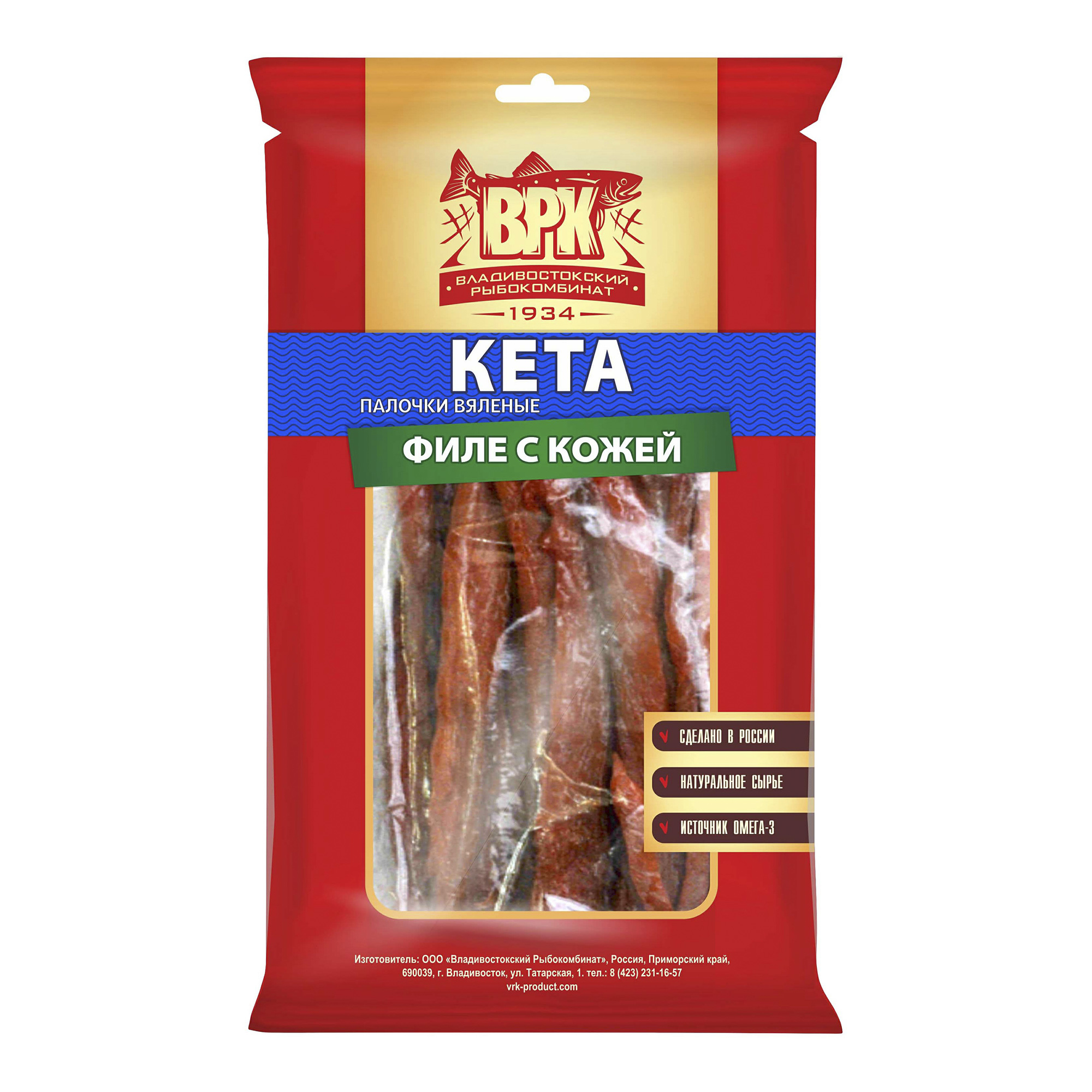 Кета ВРК вяленая с кожей палочки 60 г