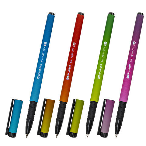 Ручка шариковая Brauberg SOFT TOUCH GRIP GRADE NEON, синяя, ассорти, 143710, 36 шт 100055788255