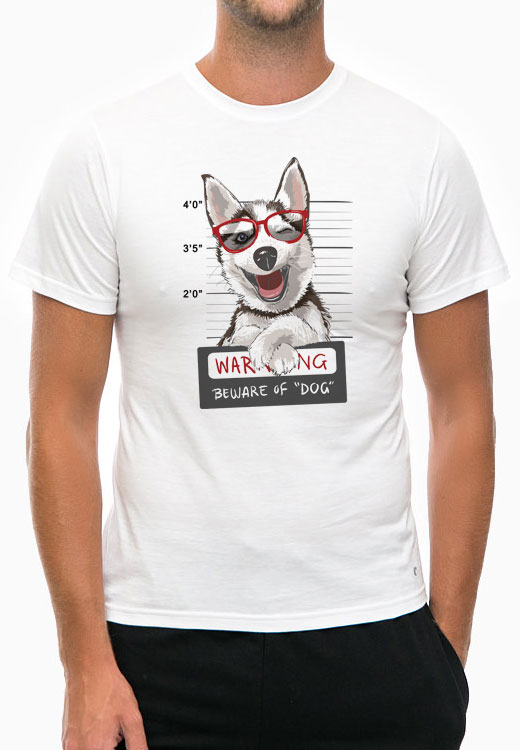 

Футболка унисекс NoBrand Beware Dog White белая XXXL, Белый, Beware Dog White