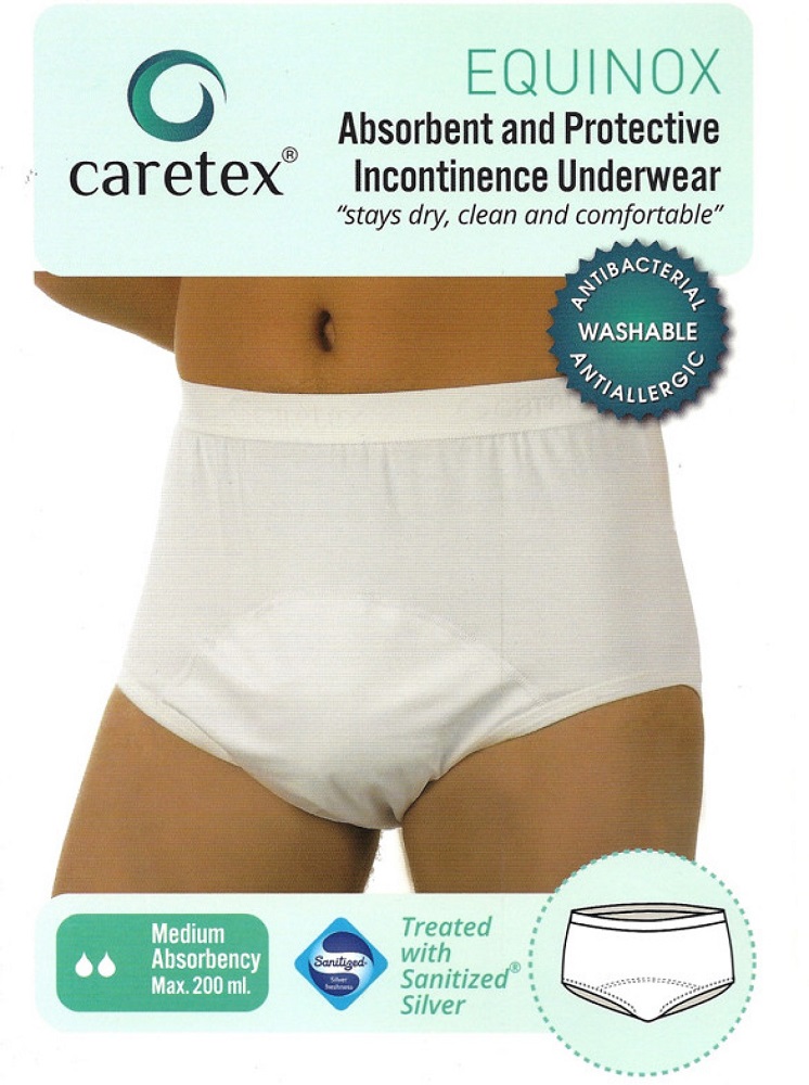 

Caretex Equinox / Кертекс Эквинокс - мужские многоразовые впитывающие трусы, L, белые