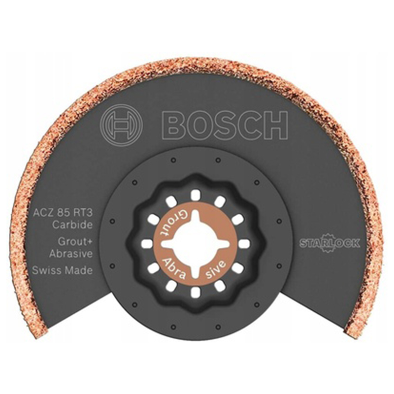 Насадка для реноватора Пильное полотно Bosch ACZ 85 RT3 Carbide Grout+ Abrasive, твердосплавное сегментированное полотно 68x30 мм mati 68 rt3 starlock max bosch 2608662577