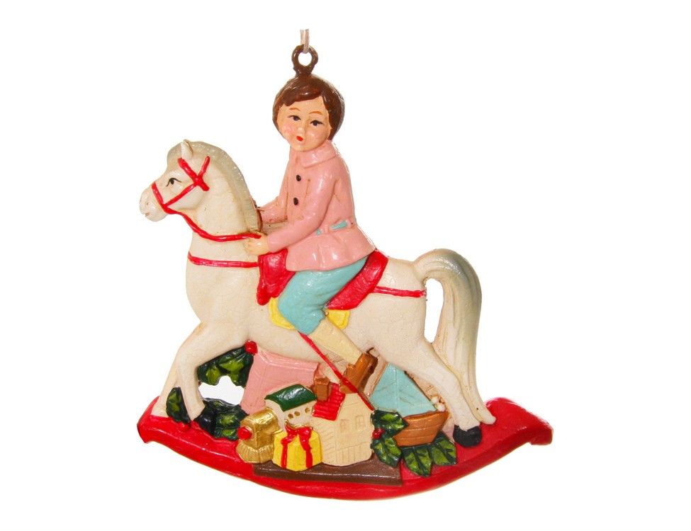 Елочная игрушка ShiShi Верхом на лошадке 50534 9 см разноцветный 1 шт.