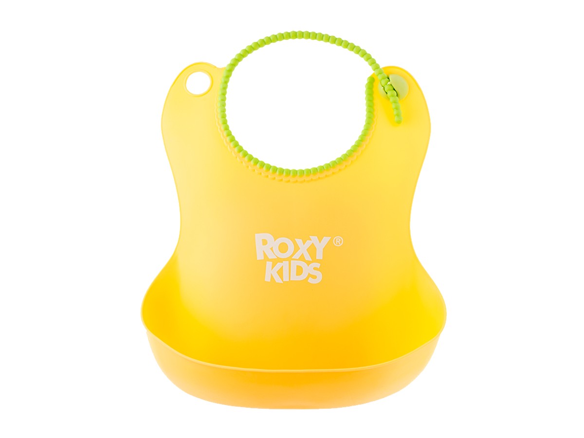 Детский силиконовый нагрудник для кормления с карманом, ROXY-KIDS, цвет жёлтый