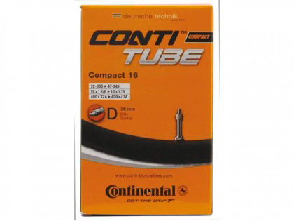 

Камера велосипедная Continental compact 16", 32-305 / 47-349, d26, Черный, Continental compact 16', 32-305 / 47-349, d26