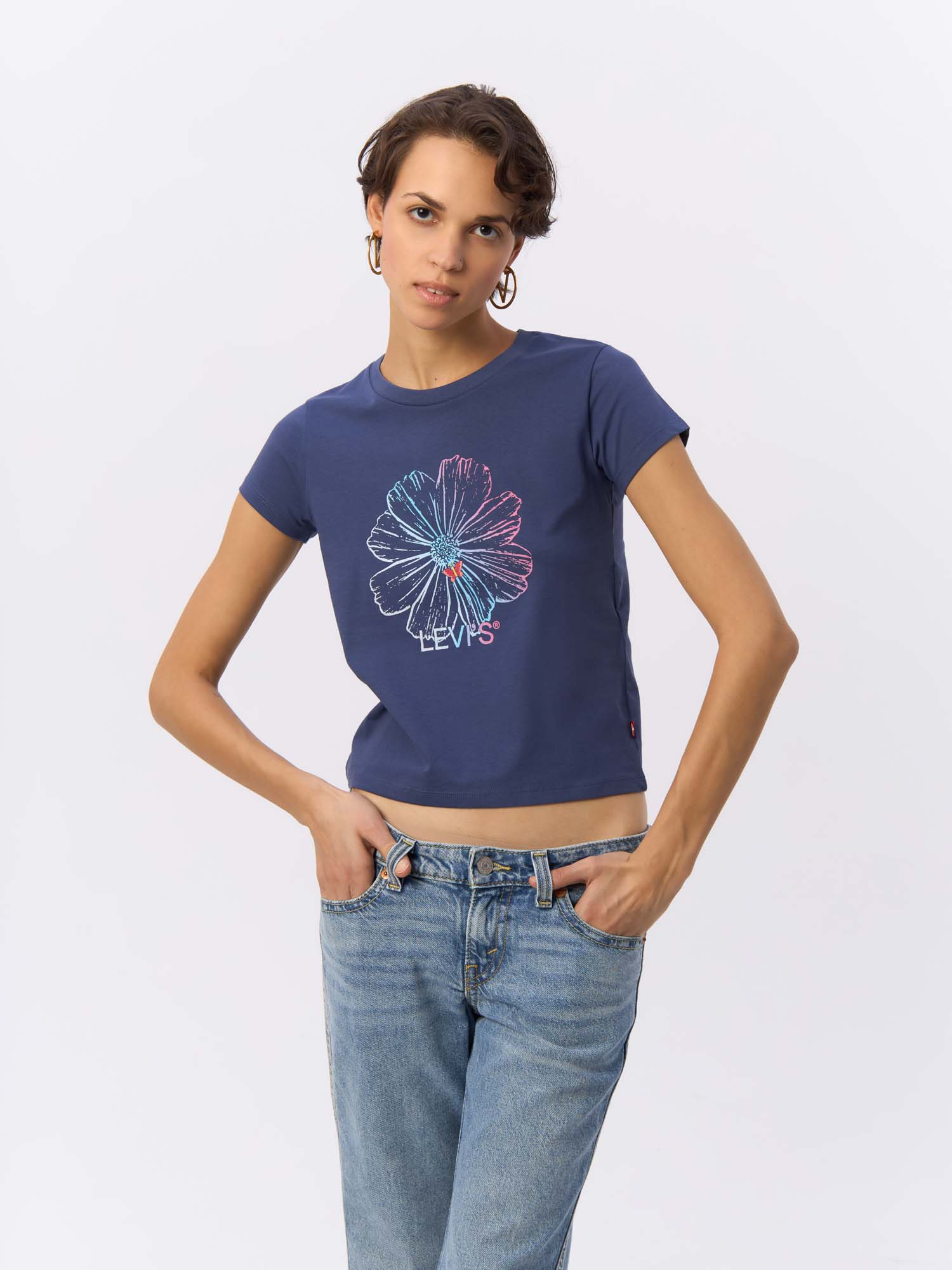 

Футболка женская Levi's A6126 синяя S, Синий, A6126