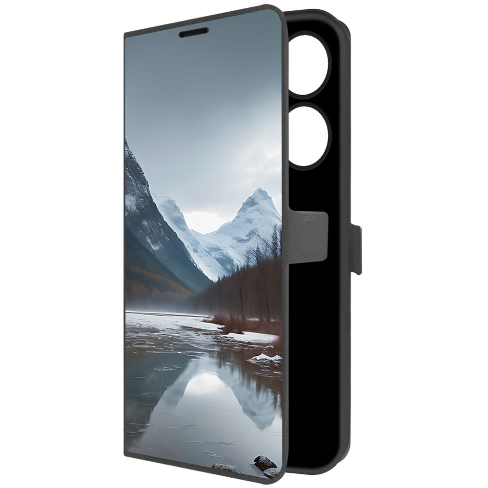 Чехол-книжка Krutoff Eco Book для Xiaomi Poco M6 Pro 4G Весенняя оттепель (черный)