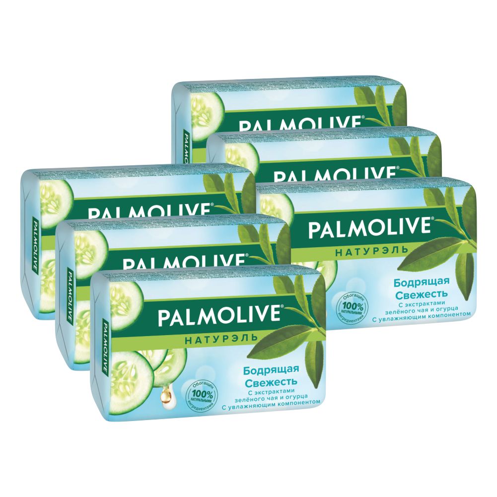 Комплект Мыло кусковое Palmolive Бодрящая Свежесть зеленый чай и огурец 150 г х 6 шт