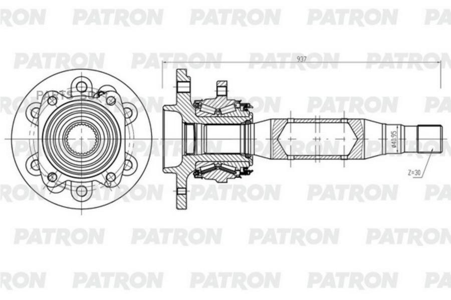 Полуось прав MB Sprinter / VW Crafter (z=30, со ступицей) PATRON PDS0566